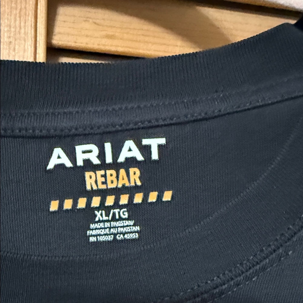 Ariat Rebar Black Men’s long Sleeve Tee with white Logo